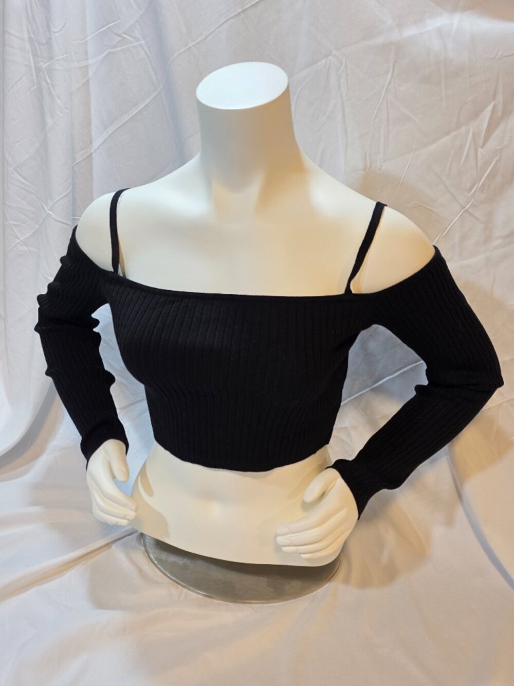 NWOT Zara Rib Crop Top Black Size L